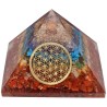 Pirâmide de chakras em resina com flor da vida 7x7cm