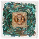 Piramide di Crisocola e Malachite in Resina con Spirale 5x5cm