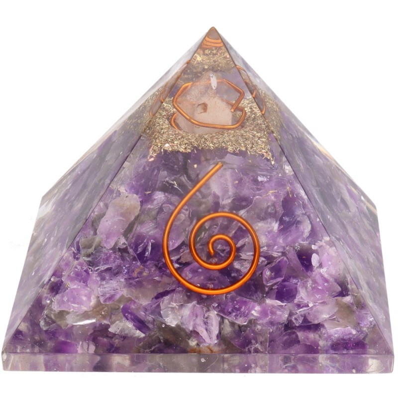 Piramide Orgonite di Ametista in Resina con Spirale 5x5cm