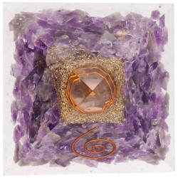 Piramide Orgonite di Ametista in Resina con Spirale 5x5cm