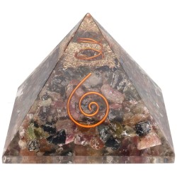 Piramide Orgonita di Tormalina Multicolore in Resina con Spirale 5x5cm
