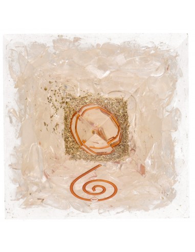 Pirâmide de Quartzo Branco em Resina...