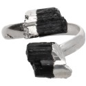Silver Plated Black Tourmaline Ring -A83-