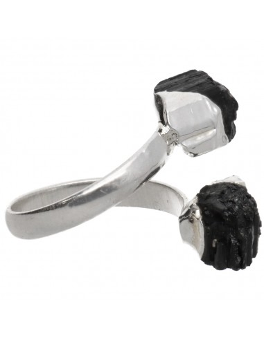 Anello di tormalina nera placcato in...