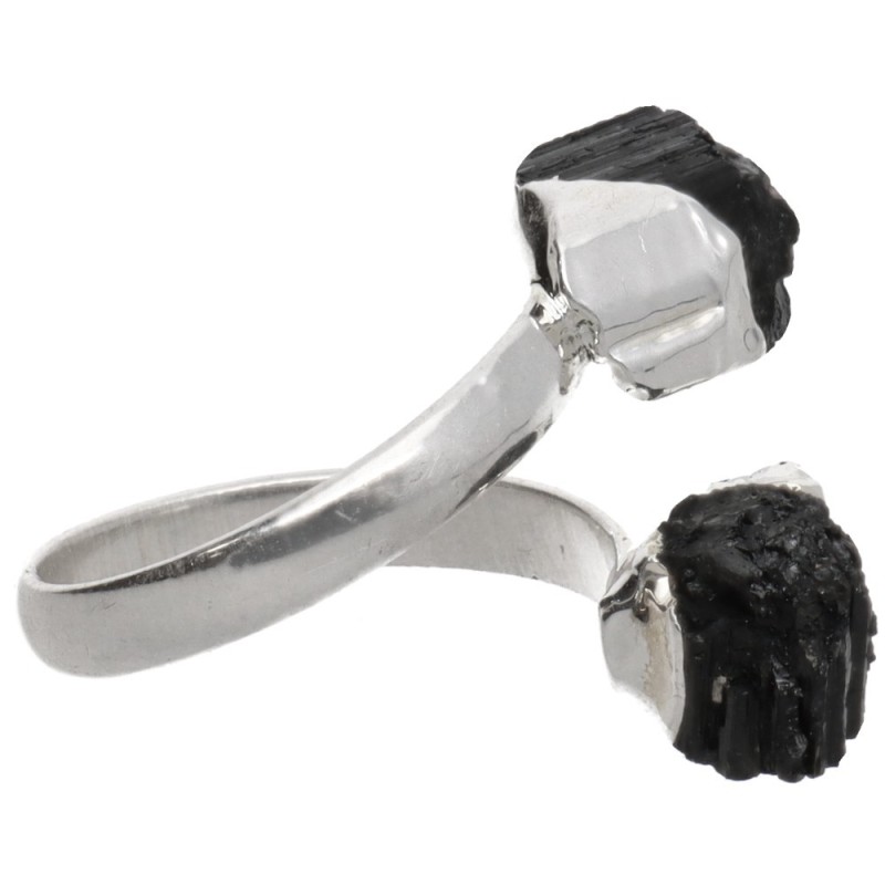 Anello in Tormalina Nera con Bagno d'Argento -A83-