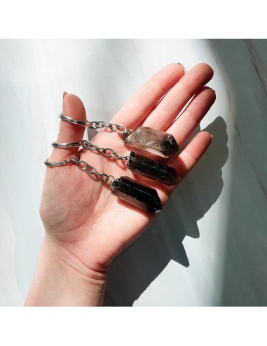 Anel Chave de Quartzo Fumado Rugoso