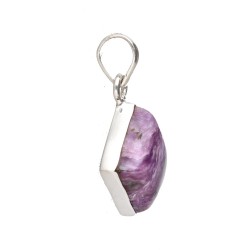 Charoite Large Cube Pendant - Sterling Silver 925
