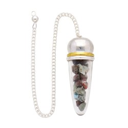 Pendolo Goccia di Larimar con Resina e Testimone