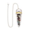 Larimar Drop Pendulum with Resin and Metallic Witness