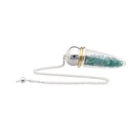 Pendolo Goccia di Apatite con Resina e Testimone Metallico Stile Orgonite