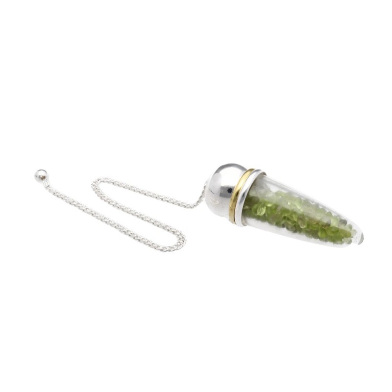 Pendolo Goccia di Peridoto con Resina e Testimone