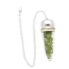 Pêndulo de gota de peridoto com resina e testemunha metálica