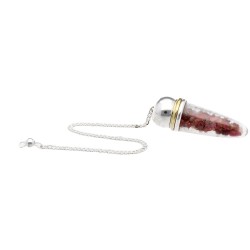 Pendolo Goccia di Tormalina Rosa con Resina e Testimone Metallico Stile Orgonite