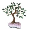 Petit arbre en quartz vert avec base en druse d'améthyste