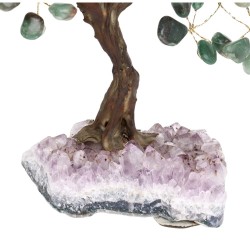 Petit arbre en quartz vert avec base en druse d'améthyste