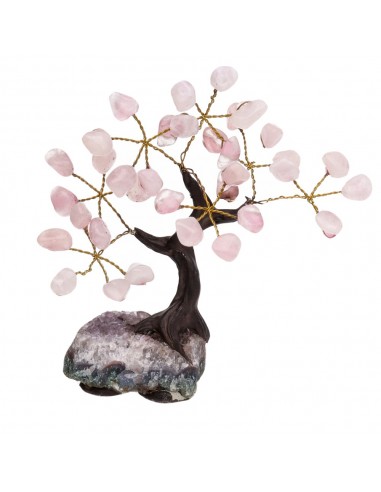 Albero di Rosa Quarzo Mini con Base...