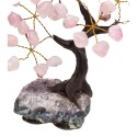 Mini Arbre en Quartz Rose avec Druse d'Améthyste