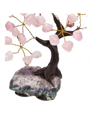 Albero di Rosa Quarzo Mini con Base...