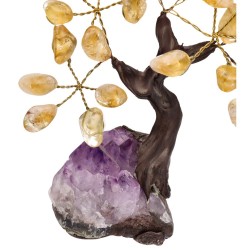 Mini arbre en citrine avec base en druse d'améthyste