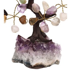 Mini-arbre de minéraux mixtes avec base de Druse d'améthyste