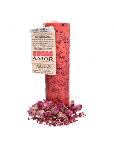 Vela Artigianale con Rose - Amore