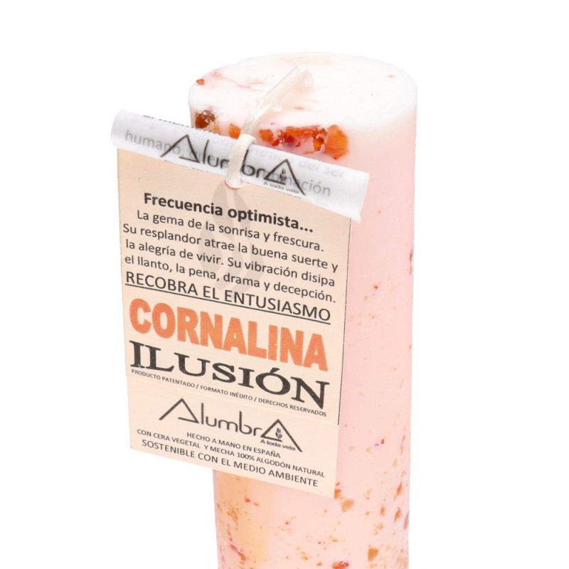 Candela Rituale Illusione con Cornalina Frequenza Ottimista