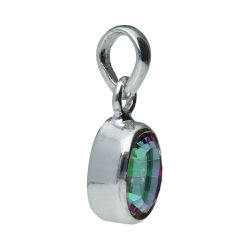Pendentif ovale à facettes en argent 925 avec topaze mystique