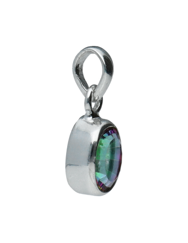 Pendentif ovale à facettes en argent...