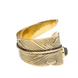 Anello in Bronzo a Penna Regolabile con Labradorite - 14.1-