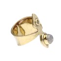 Bronze Ring with Moonstone and Adjustable Rhombus