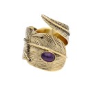 Anillo de Bronce Pluma con Amatista -14.2-
