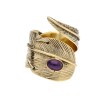 Anello in Bronzo con Piuma e Ametista -14.2-