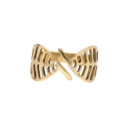 Anello in Bronzo Aperto Doppia Foglia -13-