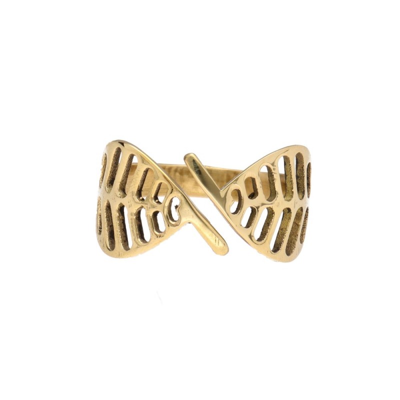 Anello in Bronzo Aperto Doppia Foglia -13-