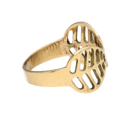 Anello in Bronzo Aperto Doppia Foglia -13-