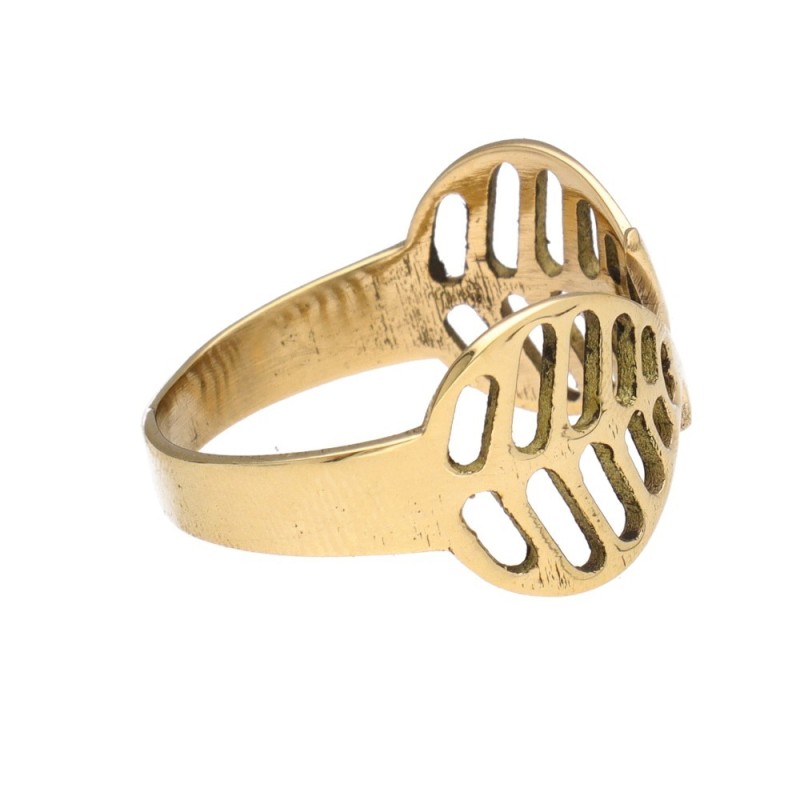 Anello in Bronzo Aperto Doppia Foglia -13-