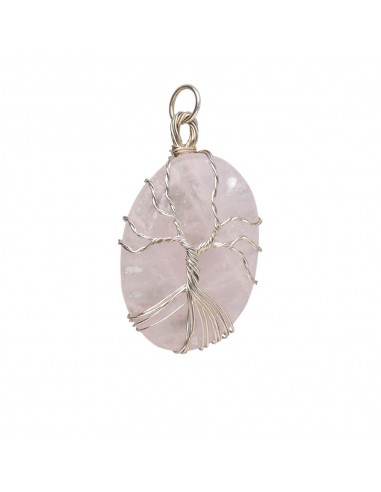 Ciondolo in quarzo rosa e albero...