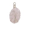 Rose Quartz and Tree of Life Rhodium Plated Pendant - Silver Plated