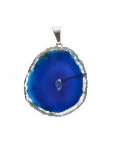 Blue Dyed Agate Pendant -...