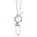 Silver Plated Detachable White Quartz Pendant with Rough White Quartz Tip
