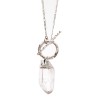 Detachable Rough Quartz Point Pendant Silver Plated