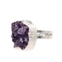 Amethyst Druse Ring Silver Plated