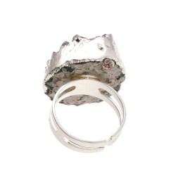 Bague Druse en améthyste plaquée argent