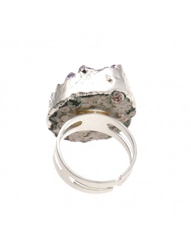 Bague Druse en améthyste plaquée argent