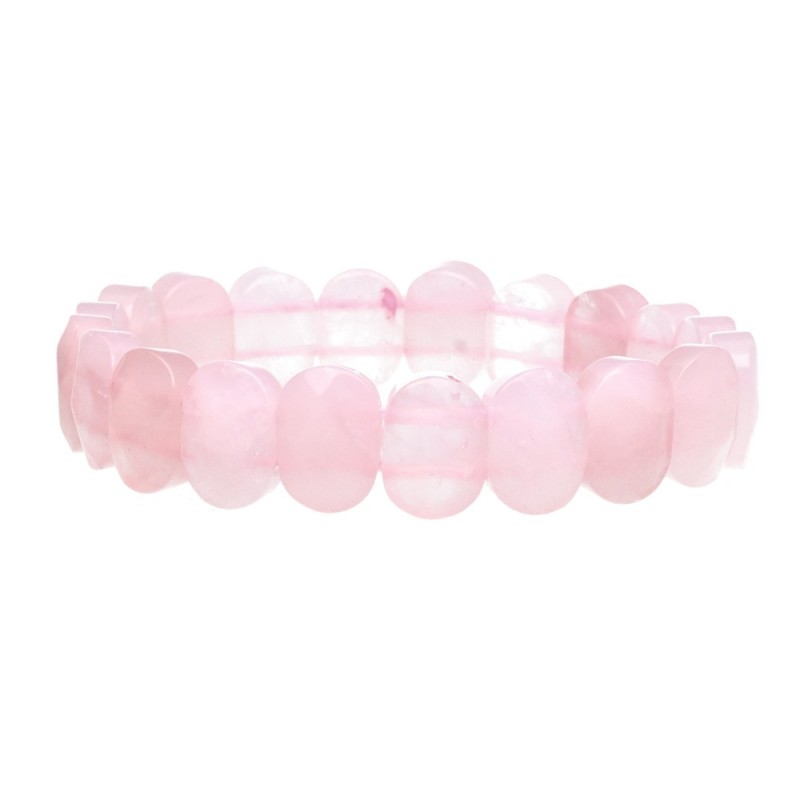 Bracciale Ovali Faccettati di Quarzo Rosa