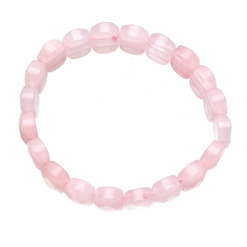 Bracciale Ovali Faccettati di Quarzo Rosa
