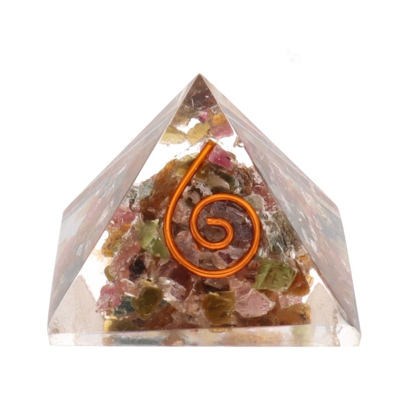 Piramide di Tormalina Multicolore in Resina con Spirale 3x3cm /_\