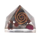 Pyramide de saphir multicolore en résine avec spirale 3x3cm /___\N- La pyramide de saphir multicolore en résine avec spirale 3x3
