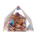Pirâmide de minerais mistos em resina com espiral 3x3cm