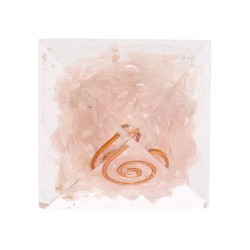 Piramide Orgonite in Quarzo Rosa in Resina con Spirale 3x3cm